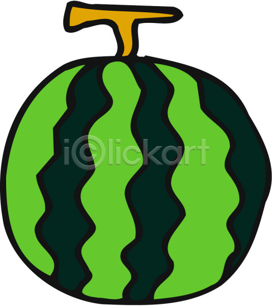 사람없음 EPS 아이콘 과일 꼭지 수박 식물 열매 줄무늬 초록색 컬러