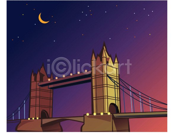 사람없음 EPS 일러스트 건축 관광지 다리(건축물) 도시 런던 야간 야경 야외 여행 영국 외국문화 유럽 자연 클립아트 타워브릿지 풍경(경치) 해외 해외풍경