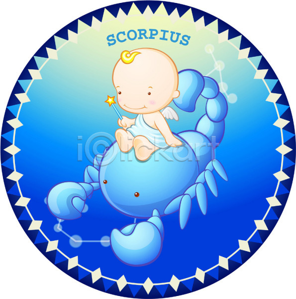 사람 아기 아기만 한명 EPS 일러스트 동물 별 별자리 별자리캐릭터 우주 운세 전갈 전갈자리 천사 캐릭터