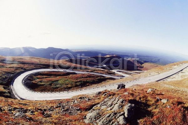 사람없음 JPG 포토 길 도로 백두산 산 야외 자연 주간 풍경(경치) 하늘