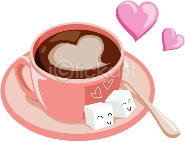 사람없음 EPS 아이콘 각설탕(식품) 발렌타인데이 음식 커피 커피잔 화이트데이
