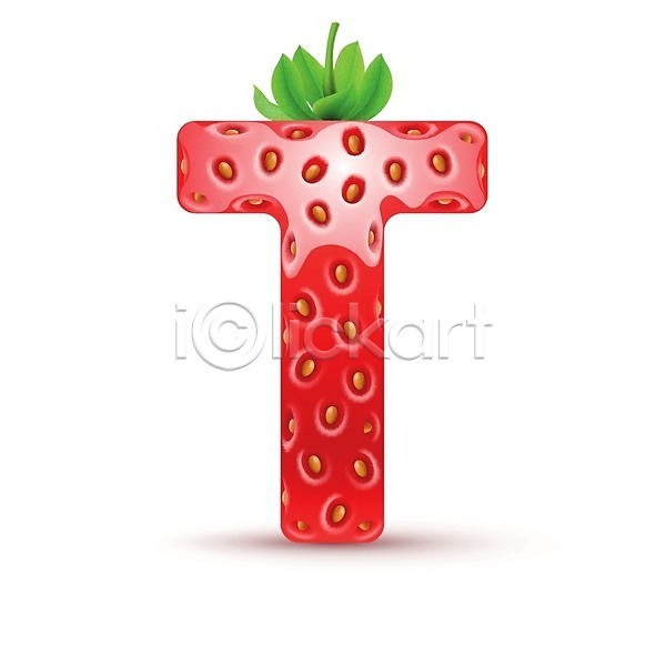 사람없음 EPS 일러스트 해외이미지 T 대문자 딸기 맛있는 모양 빨간색 알파벳 텍스트 해외202004