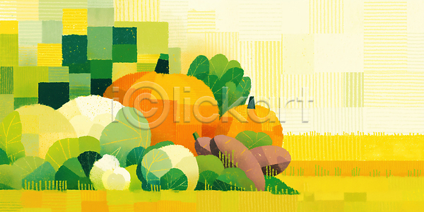사람없음 JPG 일러스트 AI일러스트 고구마 국내일러스트 노란색 농작물 밭 수확철 양상추 호박