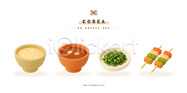 사람없음 3D PSD 편집이미지 꼬치 나물무침 세트 수정과 식혜 오브젝트 잔 전통문화 접시 편집3D 한국전통