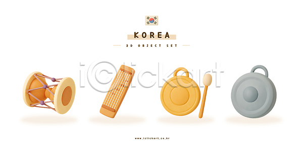 사람없음 3D PSD 편집이미지 가야금 꽹과리 꽹과리채 세트 오브젝트 장구 전통문화 징 편집3D 한국전통