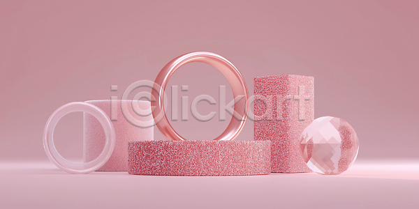 사람없음 3D JPG 편집이미지 금속 미니멀 보석 분홍색 빛 원형 편집3D 포디움