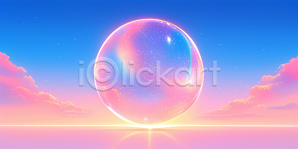 JPG 편집이미지 AI컴퓨터그래픽 AI콘텐츠 Pastel 거품 경관 구름(자연) 국내일러스트 몽환 반사 뷰티풀 빛 수평선 우주 이미지편집 일몰 일출 자연 조화 컬러 편집실사 하늘 환상
