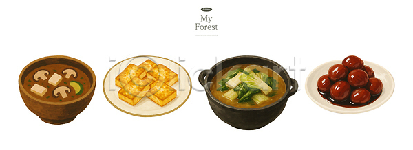 PSD 일러스트 건강식 국내일러스트 두부 맛있는 반찬 식사 식사준비 식탁 요리 재료 저녁 전통음식 집밥 찌개 한그릇 한식