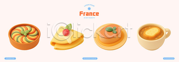 PSD 편집이미지 그림 디저트 라타투이 모음 색감 수프 예술 요리 음식 전통 케이크 크레페 편집3D 표현 프랑스