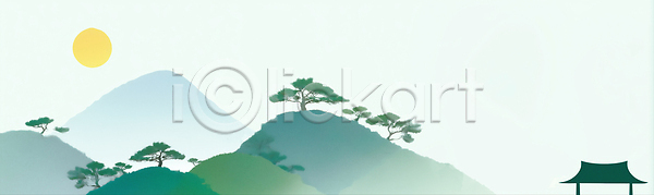 여유 평화 JPG 일러스트 AI일러스트 AI콘텐츠 국내일러스트 기운 나무 노을 동산 뷰티풀 산 식물 아침 언덕 여름 자연 파란색 풍경 햇빛 화창
