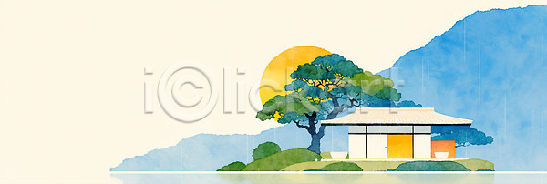 고요 평화 휴식 JPG 일러스트 건축 고건축 국내일러스트 나무 문화 뷰티풀 산 예술 일몰 자연 전통 조화 컬러 풍경 풍경화 한국 호수