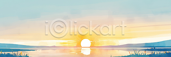 고요 평화 JPG 일러스트 AI일러스트 AI콘텐츠 국내일러스트 물 물결 반사 뷰티풀 산 색감 생명 순간 아침 여행 일출 자연 태양 풍경 하늘 호수