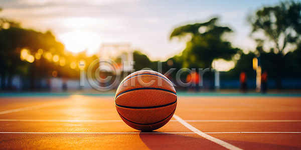 협력 사람 어린이 JPG 편집이미지 AI컴퓨터그래픽 AI콘텐츠 경기 공 노을 농구 스포츠 연습 운동 저녁 컬러 코트 편집실사