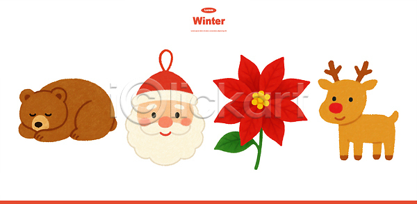 귀여움 따뜻함 어린이 PSD 일러스트 겨울 곰 국내일러스트 동물 디자인 문화 산타클로스 생일 순록 식물 자연 장식 축제 캐릭터 컬러 크리스마스 포인세티아
