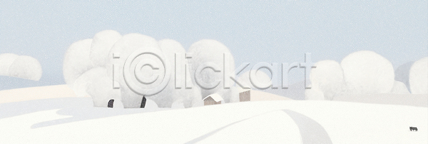 고요 따뜻함 평화 JPG 일러스트 AI일러스트 AI콘텐츠 겨울 국내일러스트 길 나무 농촌 눈덮임 산 소 시골 자연 차분 풍경 풍경화 흰색