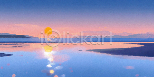 고요 여유 평화 JPG 일러스트 AI일러스트 AI콘텐츠 국내일러스트 물 바다 바람 반사 뷰티풀 빛 수평선 일몰 자연 저녁 조화 컬러 태양 풍경 하늘