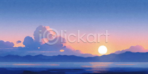 고요 평화 JPG 일러스트 AI일러스트 AI콘텐츠 감상 국내일러스트 뷰티풀 빛 산 수평선 순간 일몰 자연 저녁 컬러 태양 풍경 풍경화 하늘