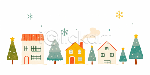 따뜻함 편안함 행복 JPG 일러스트 가족 감정 겨울 국내일러스트 나무 마을 산타클로스 소원 연말 장면 장식 주택 컬러 크리스마스 크리스마스트리 풍경
