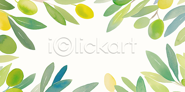 신선 JPG 일러스트 AI일러스트 AI콘텐츠 공백 국내일러스트 그림 디자인 물감 백그라운드 뷰티풀 수채화 식물 올리브 잎 자연 자연요소 장식 조화 초록색 컬러