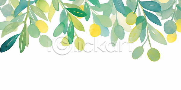 신선 JPG 일러스트 AI일러스트 AI콘텐츠 가지 국내일러스트 나무 노란색 디자인 미술 백그라운드 뷰티풀 수채화 식물 예술 올리브 잎 자연 초록색 컬러 프레임