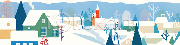 고요 편안함 JPG 일러스트 건물 겨울 국내일러스트 나무 도시 마을 소나무 자연 조용 주택 지역사회 참나무 파란색 풍경 풍경화 흰색