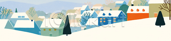 분위기 평화 JPG 일러스트 겨울 계절 국내일러스트 나무 날씨 마을 뷰티풀 일상 자연 장면 조화 주택 컬러 풍경 환경 흰색