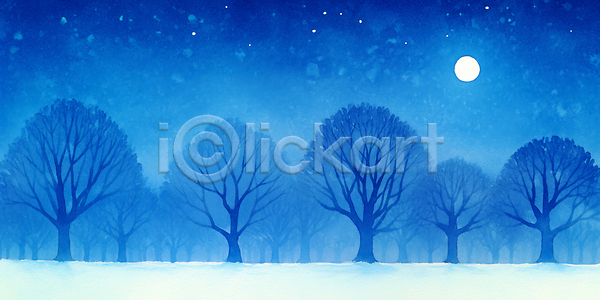 고요 차가움 JPG 일러스트 AI일러스트 AI콘텐츠 겨울 국내일러스트 나무 달 별 뷰티풀 산책로 숲 영감 자연 조명 조용 파란색 풍경 하늘