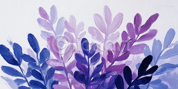 감성 JPG 일러스트 AI일러스트 AI콘텐츠 국내일러스트 그림 디자인 모양 백그라운드 보라색 붓 뷰티풀 색채 식물 예술 잎 자연 장식 창의성 컬러 파란색