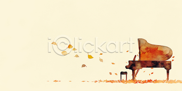 감성 고요 JPG 일러스트 AI일러스트 AI콘텐츠 국내일러스트 나무 노란색 바람 뷰티풀 색감 소리 예술 음악 잎 자연 조화 차분 창작 풍경 풍경화 피아노