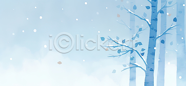 신선 평화 JPG 일러스트 겨울 계절 국내일러스트 나무 나뭇가지 날씨 뷰티풀 소복 잎 자연 차분 파란색 풍경 하늘