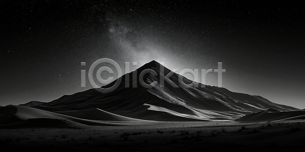 고요 신비 JPG 편집이미지 AI컴퓨터그래픽 AI콘텐츠 검은색 밤하늘 별빛 뷰티풀 사막 산 야간 이미지편집 자연 풍경 하늘