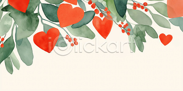 귀여움 따뜻함 부드러움 빈티지 사랑 축하 JPG 일러스트 AI일러스트 AI콘텐츠 감정 그림 기념일 꽃 디자인 뷰티풀 수채화 예술 일러캐릭터 잎 자연 장식 조화 컬러 포인세티아 하트