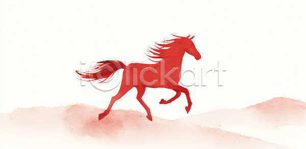 상상 자유 JPG 일러스트 2026년 AI일러스트 AI콘텐츠 갈기 국내일러스트 그림 달리기 동물 말띠 모래언덕 백그라운드 병오년 붉은말 뷰티풀 생동감 수묵화 수채화 예술 이미지 자연 컬러 표현 풍경