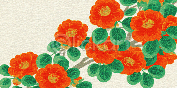 JPG 일러스트 가지 국내일러스트 꽃 다홍색 동백 디자인 만개 백그라운드 뷰티풀 생명 식물 예술 잎 자연 조화 초록색 컬러 풍경 햇빛