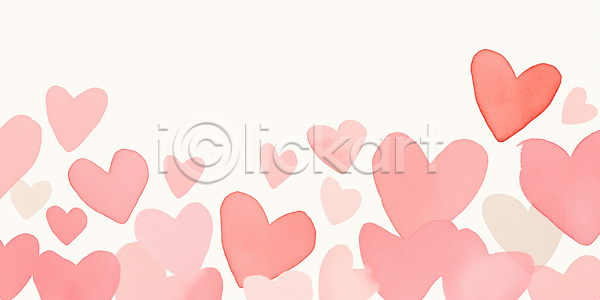 부드러움 분위기 사랑 JPG 일러스트 AI일러스트 AI콘텐츠 감정 국내일러스트 그림 기념일 디자인 모양 백그라운드 분홍색 수채화 장식 축제 커플 컬러 하트