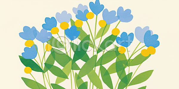 행복 JPG 일러스트 갈색 계절 국내일러스트 꽃 꽃다발 디자인 백그라운드 뷰티풀 생명 식물 예술 자연 장식 정원 조화 초록색 컬러 파란색