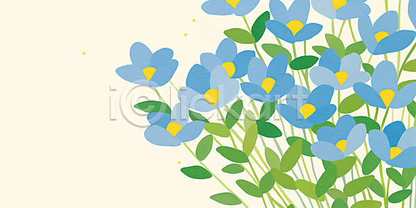 성장 자유 JPG 일러스트 계절 국내일러스트 꽃 꾸미기 디자인 백그라운드 뷰티풀 생명 시선 식물 잎 자연 정원 조화 컬러 파란색 풍경 화사함