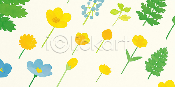 JPG 일러스트 감각 국내일러스트 꽃 꿈 노란색 디자인 뷰티풀 색감 생명 식물 아기자기 여름 자연 장식 조화 파란색 패턴 화사함 환상