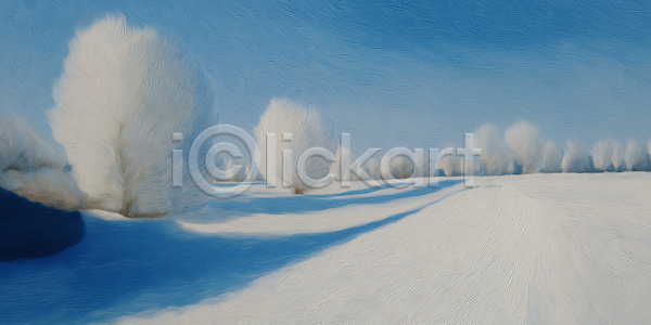 고요 차가움 JPG 일러스트 겨울 계절 국내일러스트 나무 날씨 맑음 뷰티풀 숲 자연 파란색 평원 풍경 풍경화 하늘 햇빛 흰색