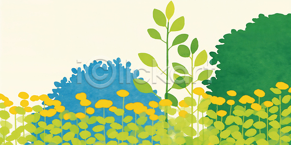 평화 JPG 일러스트 AI일러스트 AI콘텐츠 국내일러스트 꽃 나무 나비 노란색 봄 생명 생태계 식물 여름 잎 자연 정원 조화 초원 파란색 풍경 풍요 햇빛