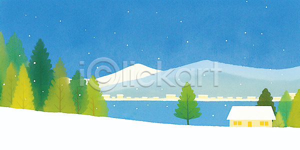 평화 휴식 JPG 일러스트 AI일러스트 AI콘텐츠 겨울 국내일러스트 그림 나무 뷰티풀 산 여행 자연 조용 주택 풍경 하늘 호수 휴가