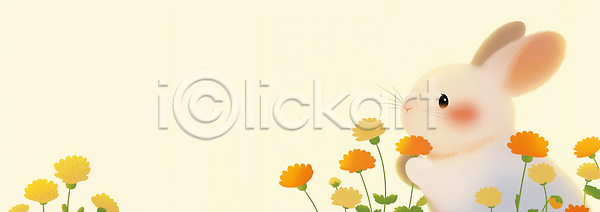 귀여움 즐거움 평화 JPG 일러스트 AI일러스트 AI콘텐츠 국내일러스트 꽃밭 동물 동심 미소 백그라운드 봄 생동감 생명 식물 자연 조화 컬러 탐색 토끼