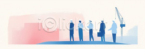 협력 JPG 일러스트 AI일러스트 AI콘텐츠 건물 건설업 건축 계약자 관리자 구조물 국내일러스트 기계 기술자 기중기 기초공사 노동자 산업 안전모 토론 프로젝트 회의