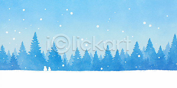 즐거움 JPG 일러스트 AI일러스트 AI콘텐츠 가족 겨울 국내일러스트 나무 눈사람 눈송이 산 설경 숲 자연 장면 조용 크리스마스 파란색 풍경 하늘 흰색