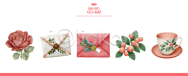 감성 따뜻함 편안함 PSD 일러스트 계절 국내일러스트 그림 꽃 디자인 복고 색감 손그림 스타일 열매 오브젝트 잔 장식 크리스마스 편지 휴일