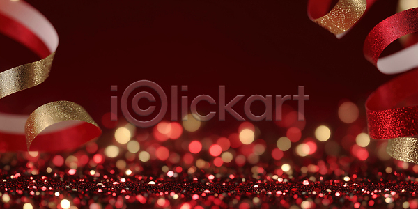 분위기 준비 축하 JPG 편집이미지 AI컴퓨터그래픽 AI콘텐츠 금색 리본 반짝임 백그라운드 빨간색 연말 오브젝트 이미지편집 이벤트 장식 축제 크리스마스 파티