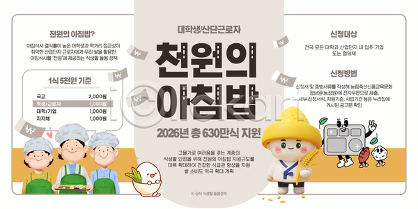 복지 AI파일 템플릿 2025년 가격 대학교 대학생 비즈니스 산업근로자 식사 신청 아침식사 이미지템플릿 정부정책 지원 참여 천원