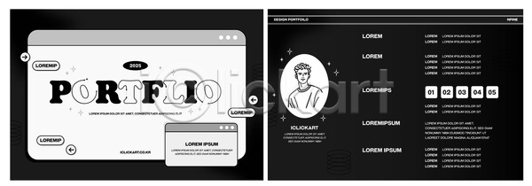 아이디어 AI파일 템플릿 검은색 과제 구성 그래픽 내용 디자인 발표 예시 이미지템플릿 정리 창의력 포트폴리오 표현