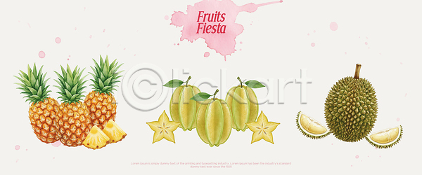 성장 신선 PSD 일러스트 과일 국내일러스트 나란히 농장 두리안 맛 배열 스타프루트 식물 열대 열대과일 자르기 자연 장면 종류 컬러 파인애플