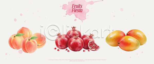 신선 PSD 일러스트 과일 국내일러스트 그림 디자인 디지털 망고 모양 복숭아 석류 예술 음식 자연 재료 정물화 조화 축제 컬러 테마 표현